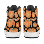 Orange Pumpkin Pattern Print High Top Leather Sneakers