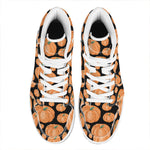 Orange Pumpkin Pattern Print High Top Leather Sneakers