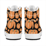 Orange Pumpkin Pattern Print High Top Leather Sneakers
