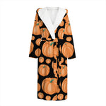 Orange Pumpkin Pattern Print Hooded Bathrobe