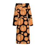 Orange Pumpkin Pattern Print Hooded Bathrobe