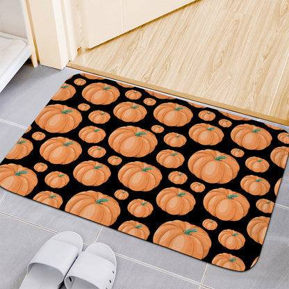 Orange Pumpkin Pattern Print Indoor Door Mat