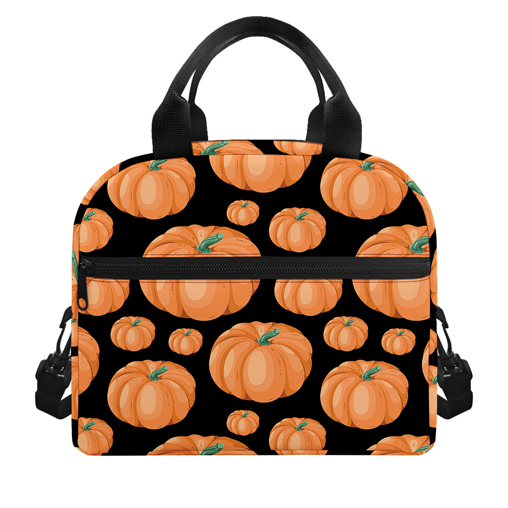 Orange Pumpkin Pattern Print Insulated Lunch Bag