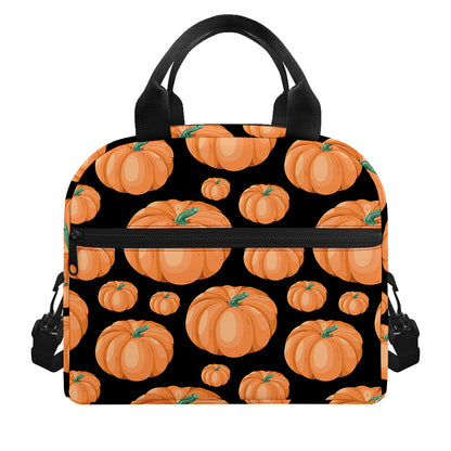 Orange Pumpkin Pattern Print Insulated Lunch Bag