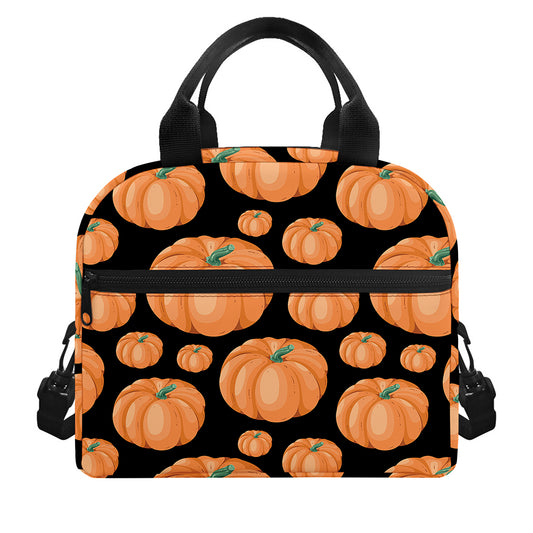 Orange Pumpkin Pattern Print Insulated Lunch Bag