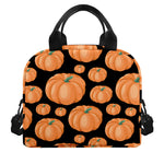Orange Pumpkin Pattern Print Insulated Lunch Bag