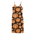 Orange Pumpkin Pattern Print Jersey Midi Cami Dress
