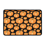 Orange Pumpkin Pattern Print Kitchen Mat