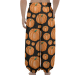 Orange Pumpkin Pattern Print Lantern Pants