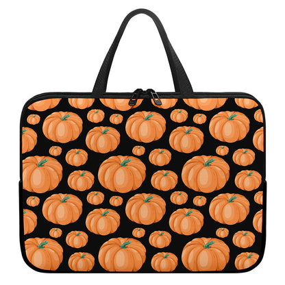 Orange Pumpkin Pattern Print Laptop Sleeve With Handle
