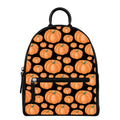 Orange Pumpkin Pattern Print Leather Backpack