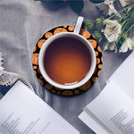 Orange Pumpkin Pattern Print Leather Coaster Set