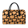 Orange Pumpkin Pattern Print Leather Duffel Bag