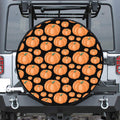 Orange Pumpkin Pattern Print Leather Spare Tire Cover