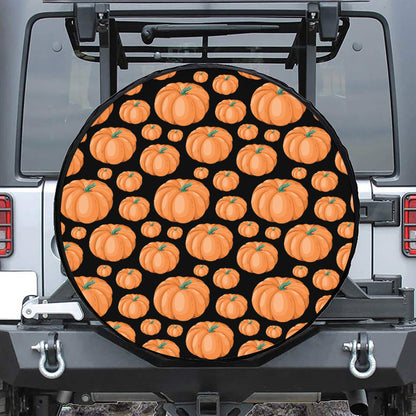 Orange Pumpkin Pattern Print Leather Spare Tire Cover