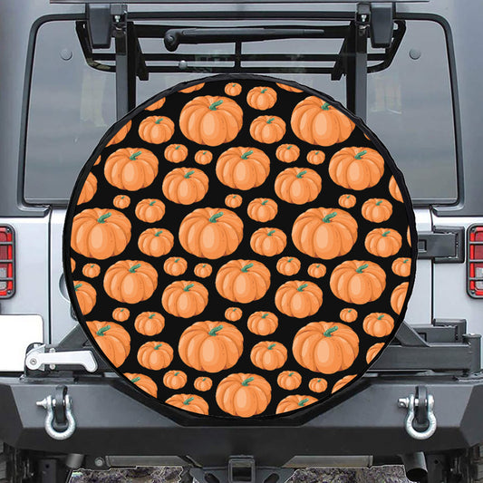 Orange Pumpkin Pattern Print Leather Spare Tire Cover