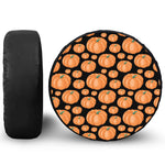 Orange Pumpkin Pattern Print Leather Spare Tire Cover
