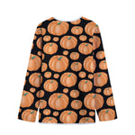 Orange Pumpkin Pattern Print Long Sleeve Short Coat