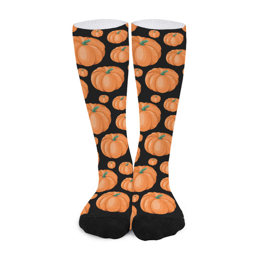 Orange Pumpkin Pattern Print Long Socks
