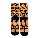 Orange Pumpkin Pattern Print Long Socks
