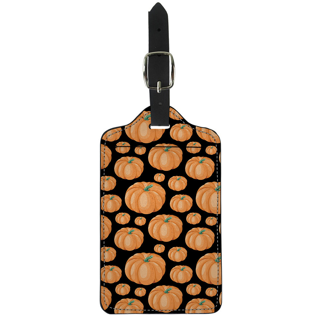 Orange Pumpkin Pattern Print Luggage Tag