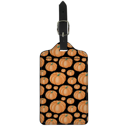 Orange Pumpkin Pattern Print Luggage Tag