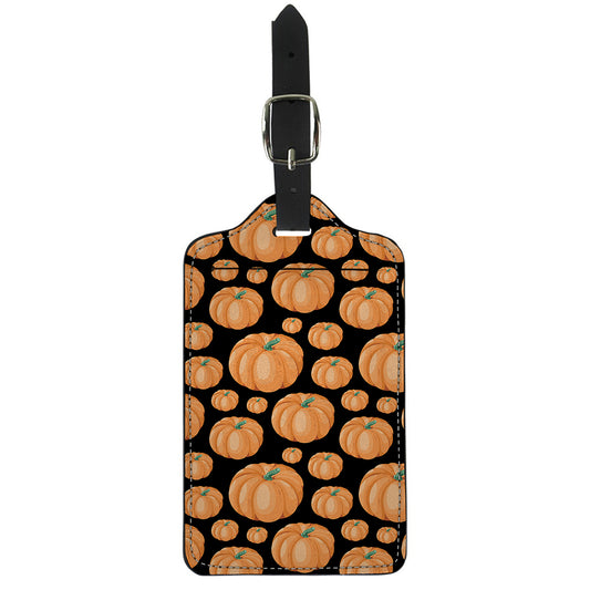 Orange Pumpkin Pattern Print Luggage Tag