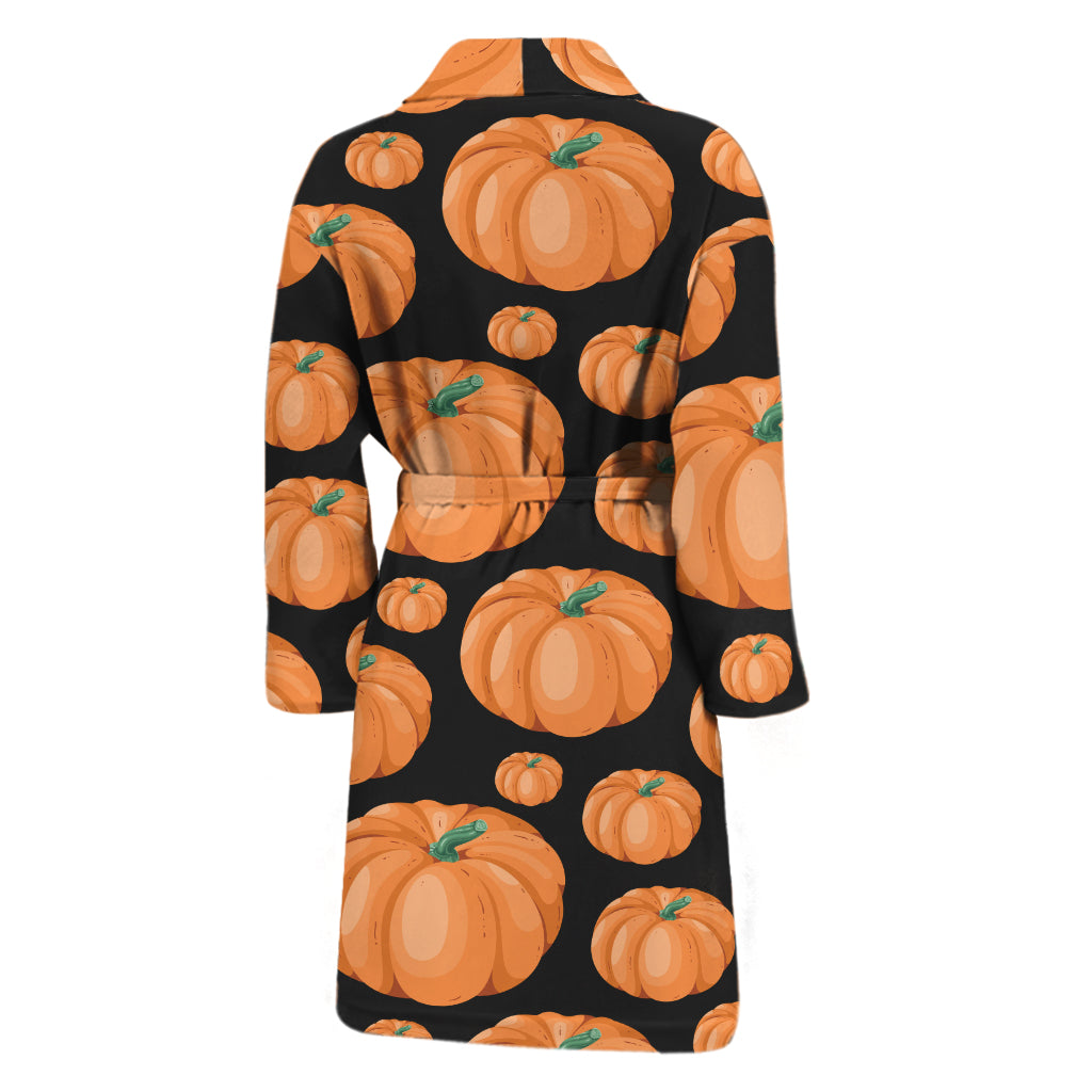 Orange Pumpkin Pattern Print Men's Bathrobe