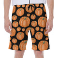 Orange Pumpkin Pattern Print Men's Beach Shorts