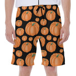 Orange Pumpkin Pattern Print Men's Beach Shorts