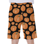 Orange Pumpkin Pattern Print Men's Beach Shorts