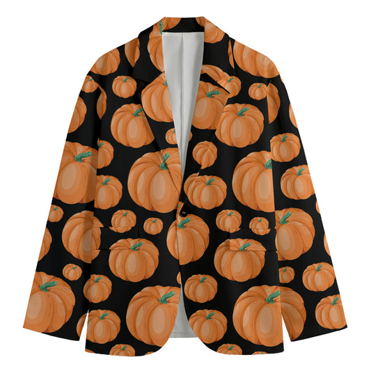 Orange Pumpkin Pattern Print Men's Blazer