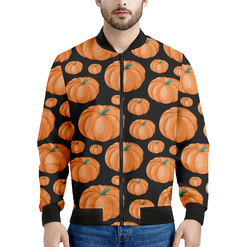 Orange Pumpkin Pattern Print Men's Bomber Jacket