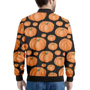 Orange Pumpkin Pattern Print Men's Bomber Jacket