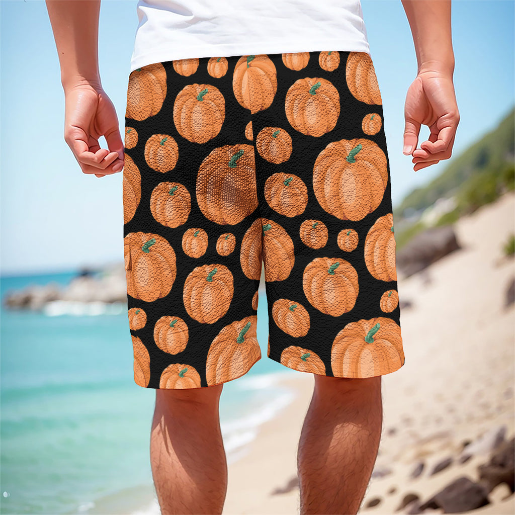 Orange Pumpkin Pattern Print Men's Cargo Shorts