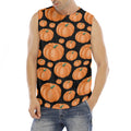 Orange Pumpkin Pattern Print Men's Fitness Tank Top