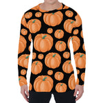 Orange Pumpkin Pattern Print Men's Long Sleeve T-Shirt