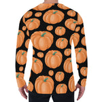 Orange Pumpkin Pattern Print Men's Long Sleeve T-Shirt