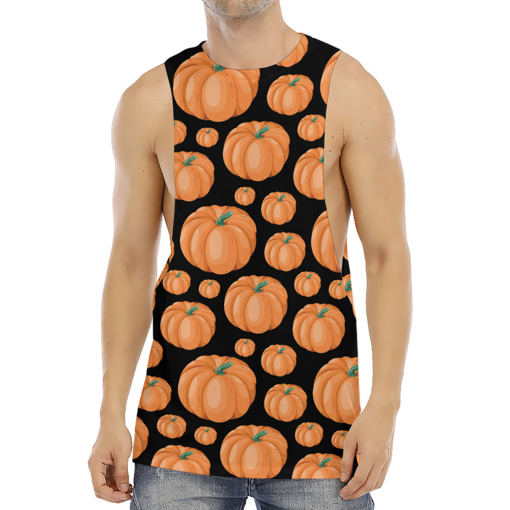 Orange Pumpkin Pattern Print Men's Muscle Tank Top