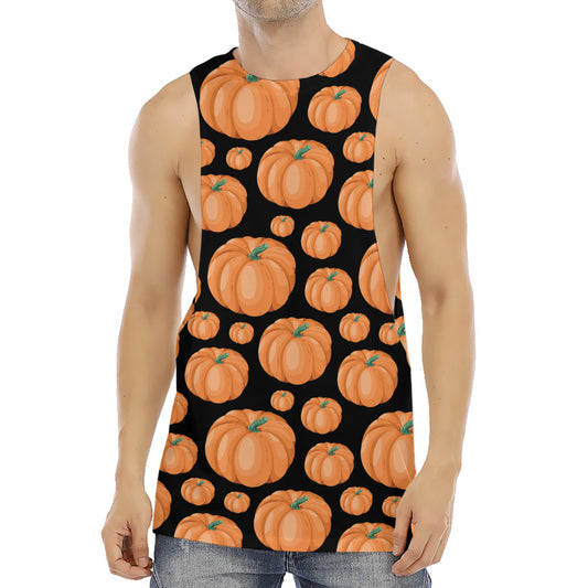 Orange Pumpkin Pattern Print Men's Muscle Tank Top