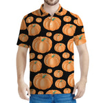 Orange Pumpkin Pattern Print Men's Polo Shirt