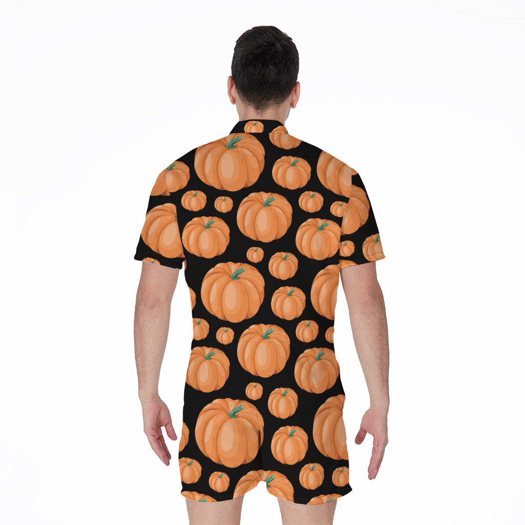 Orange Pumpkin Pattern Print Men's Rompers