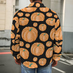 Orange Pumpkin Pattern Print Men's Shirt Jacket