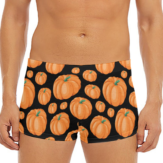 Orange Pumpkin Pattern Print Men's Short Boxer Briefs