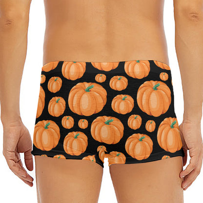 Orange Pumpkin Pattern Print Men's Short Boxer Briefs