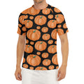 Orange Pumpkin Pattern Print Men's Short Sleeve Rash Guard