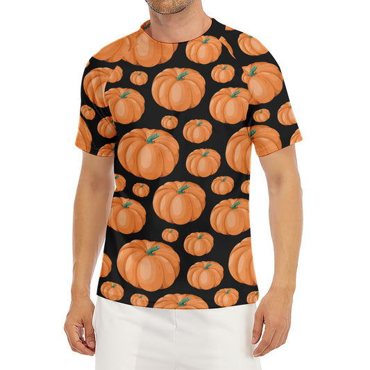 Orange Pumpkin Pattern Print Men's Short Sleeve Rash Guard