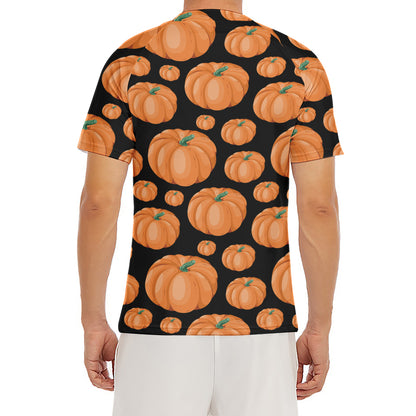 Orange Pumpkin Pattern Print Men's Short Sleeve Rash Guard