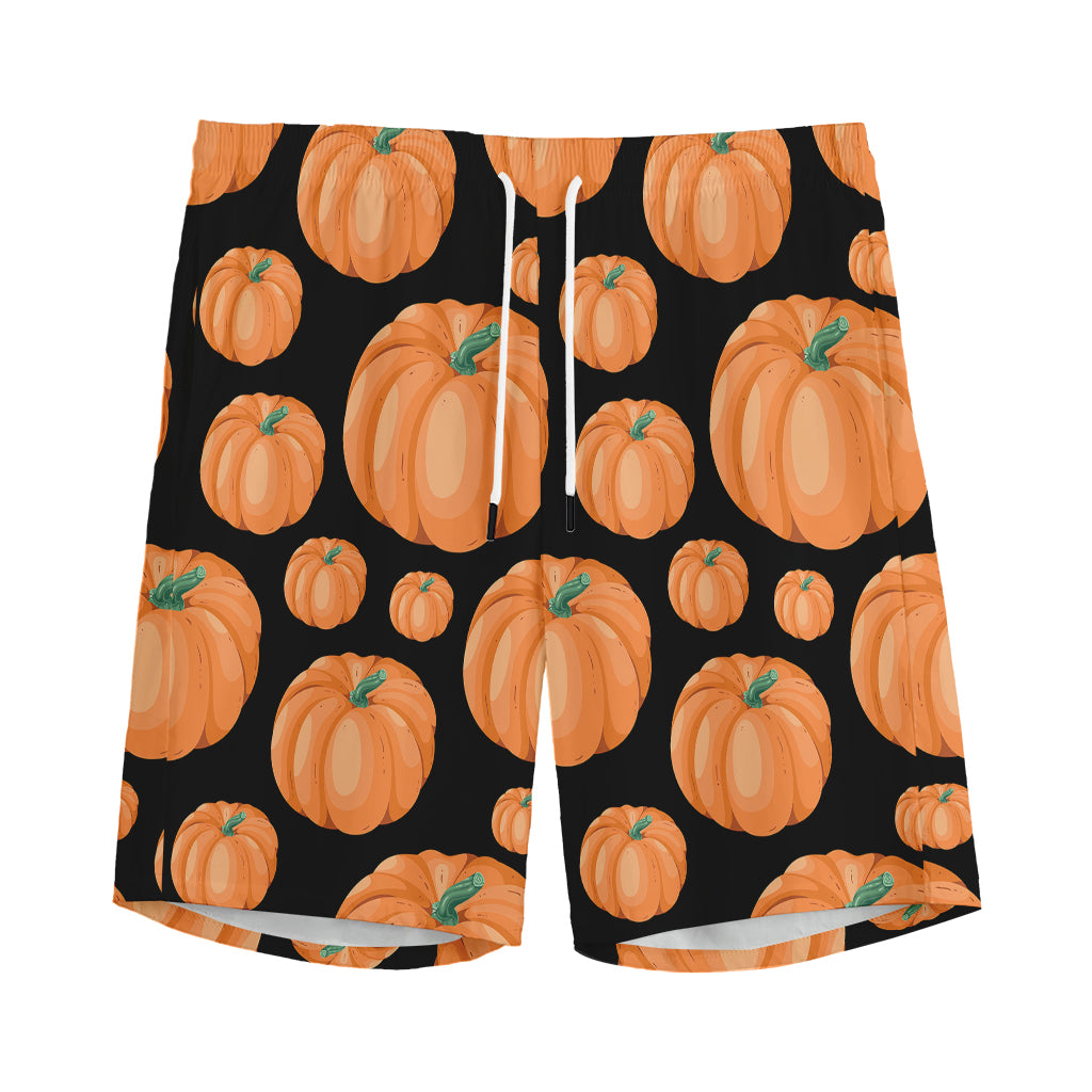 Orange Pumpkin Pattern Print Men's Sports Shorts