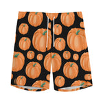 Orange Pumpkin Pattern Print Men's Sports Shorts